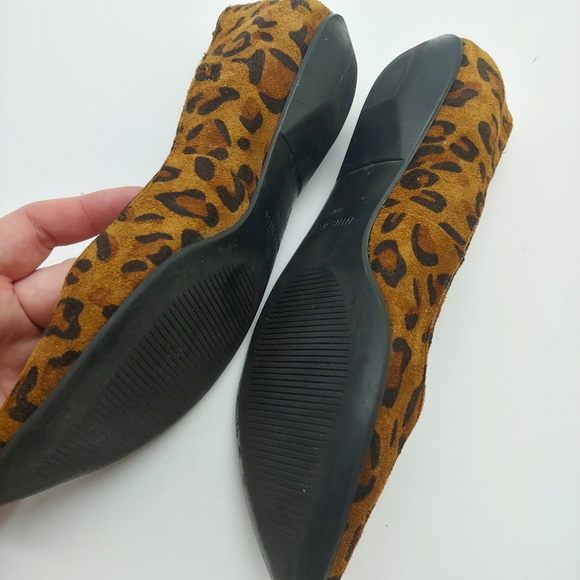 Nine West | "Naughty" Cheetah Animal Print Leather Pointed Toe Slip On Flats 6.5 - Picture 7 of 9